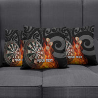 Personalised Aotearoa Darts Pillow Cover Maori Koru Flaming Dartboard LT14 - Polynesian Pride