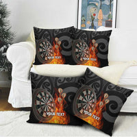Personalised Aotearoa Darts Pillow Cover Maori Koru Flaming Dartboard LT14 - Polynesian Pride
