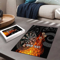 Personalised Aotearoa Darts Puzzle Maori Koru Flaming Dartboard - Polynesian Pride