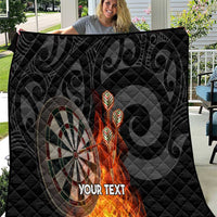 Personalised Aotearoa Darts Quilt Maori Koru Flaming Dartboard LT14 Black - Polynesian Pride