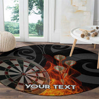 Personalised Aotearoa Darts Round Carpet Maori Koru Flaming Dartboard