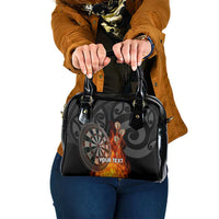 Personalised Aotearoa Darts Shoulder Handbag Maori Koru Flaming Dartboard