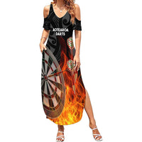 Personalised Aotearoa Darts Summer Maxi Dress Maori Koru Flaming Dartboard