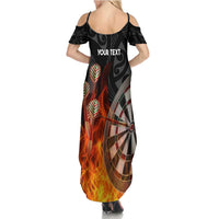 Personalised Aotearoa Darts Summer Maxi Dress Maori Koru Flaming Dartboard