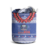 Toa Samoa Rugby Christmas Laundry Basket Ula Fala Samoan Pattern Blue LT14 - Polynesian Pride
