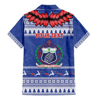 Personalised Toa Samoa Rugby Christmas Family Matching Mermaid Dress and Hawaiian Shirt Ula Fala Samoan Pattern Blue - Polynesian Pride