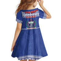 Personalised Toa Samoa Rugby Christmas Family Matching Off Shoulder Maxi Dress and Hawaiian Shirt Ula Fala Samoan Pattern Blue LT14 - Polynesian Pride