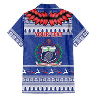 Personalised Toa Samoa Rugby Christmas Family Matching Puletasi and Hawaiian Shirt Ula Fala Samoan Pattern Blue LT14 - Polynesian Pride