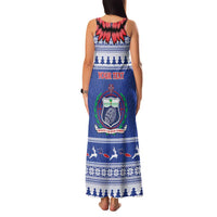 Personalised Toa Samoa Rugby Christmas Family Matching Tank Maxi Dress and Hawaiian Shirt Ula Fala Samoan Pattern Blue LT14 - Polynesian Pride