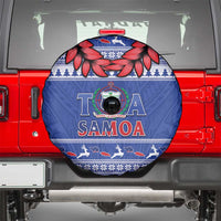 Toa Samoa Rugby Christmas Spare Tire Cover Ula Fala Samoan Pattern Blue - Polynesian Pride