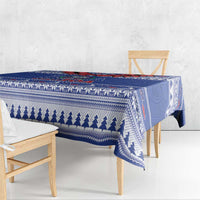 Toa Samoa Rugby Christmas Tablecloth Ula Fala Samoan Pattern Blue - Polynesian Pride