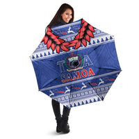 Toa Samoa Rugby Christmas Umbrella Ula Fala Samoan Pattern Blue - Polynesian Pride