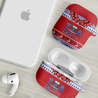Toa Samoa Rugby Christmas AirPods Case Ula Fala Samoan Pattern Red - Polynesian Pride