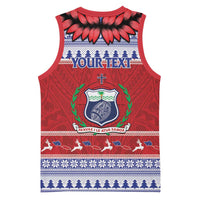 Personalised Toa Samoa Rugby Christmas Basketball Jersey Ula Fala Samoan Pattern Red - Polynesian Pride