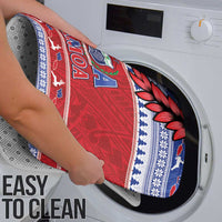 Toa Samoa Rugby Christmas Bathroom Set Ula Fala Samoan Pattern Red - Polynesian Pride