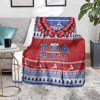 Toa Samoa Rugby Christmas Blanket Ula Fala Samoan Pattern Red - Polynesian Pride