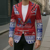 Personalised Toa Samoa Rugby Christmas Blazer Ula Fala Samoan Pattern Red - Polynesian Pride