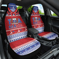 Toa Samoa Rugby Christmas Car Seat Cover Ula Fala Samoan Pattern Red - Polynesian Pride