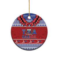 Toa Samoa Rugby Christmas Ceramic Ornament Ula Fala Samoan Pattern Red - Polynesian Pride