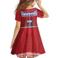 Personalised Toa Samoa Rugby Christmas Family Matching Long Sleeve Bodycon Dress and Hawaiian Shirt Ula Fala Samoan Pattern Red - Polynesian Pride