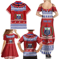 Personalised Toa Samoa Rugby Christmas Family Matching Summer Maxi Dress and Hawaiian Shirt Ula Fala Samoan Pattern Red - Polynesian Pride