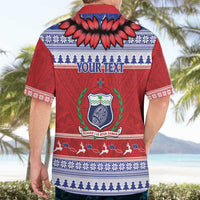 Personalised Toa Samoa Rugby Christmas Hawaiian Shirt Ula Fala Samoan Pattern Red - Polynesian Pride
