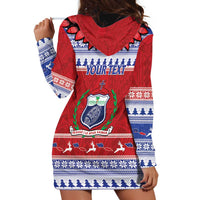 Personalised Toa Samoa Rugby Christmas Hoodie Dress Ula Fala Samoan Pattern Red - Polynesian Pride
