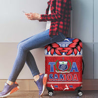 Toa Samoa Rugby Christmas Luggage Cover Ula Fala Samoan Pattern Red - Polynesian Pride