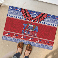 Toa Samoa Rugby Christmas Rubber Doormat Ula Fala Samoan Pattern Red - Polynesian Pride