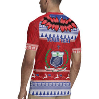 Personalised Toa Samoa Rugby Christmas Rugby Jersey Ula Fala Samoan Pattern Red - Polynesian Pride