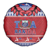 Toa Samoa Rugby Christmas Spare Tire Cover Ula Fala Samoan Pattern Red - Polynesian Pride