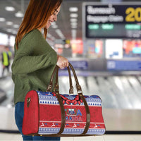 Toa Samoa Rugby Christmas Travel Bag Ula Fala Samoan Pattern Red - Polynesian Pride