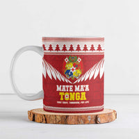 Personalised Tonga Rugby Christmas Ceramic Mug Mate Maa Tonga Ngatu Pattern - Polynesian Pride