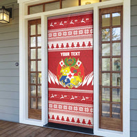 Personalised Tonga Rugby Christmas Door Cover Mate Maa Tonga Ngatu Pattern - Polynesian Pride