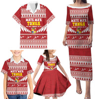 Personalised Tonga Rugby Christmas Family Matching Puletasi and Hawaiian Shirt Mate Maa Tonga Ngatu Pattern LT14 - Polynesian Pride