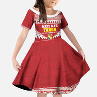 Personalised Tonga Rugby Christmas Family Matching Summer Maxi Dress and Hawaiian Shirt Mate Maa Tonga Ngatu Pattern LT14 Daughter's Dress Red - Polynesian Pride