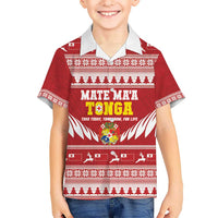 Personalised Tonga Rugby Christmas Kid Hawaiian Shirt Mate Maa Tonga Ngatu Pattern - Polynesian Pride