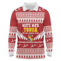 Personalised Tonga Rugby Christmas Long Sleeve Polo Shirt Mate Maa Tonga Ngatu Pattern - Polynesian Pride