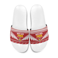 Tonga Rugby Christmas Slide Sandals Mate Maa Tonga Ngatu Pattern - Polynesian Pride