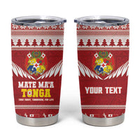 Personalised Tonga Rugby Christmas Tumbler Cup Mate Maa Tonga Ngatu Pattern - Polynesian Pride