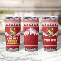 Personalised Tonga Rugby Christmas Tumbler Cup Mate Maa Tonga Ngatu Pattern - Polynesian Pride