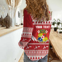 Personalised Tonga Rugby Christmas Women Casual Shirt Mate Maa Tonga Ngatu Pattern - Polynesian Pride