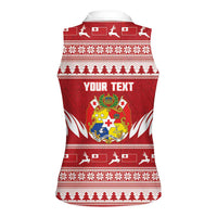 Personalised Tonga Rugby Christmas Women Sleeveless Polo Shirt Mate Maa Tonga Ngatu Pattern - Polynesian Pride