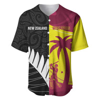 New Zealand and West Indies Cricket Custom Baseball Jersey Black Cap Windies Together - Polynesian Pride