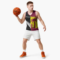 New Zealand and West Indies Cricket Custom Basketball Jersey Black Cap Windies Together - Polynesian Pride