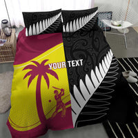 New Zealand and West Indies Cricket Custom Bedding Set Black Cap Windies Together - Polynesian Pride