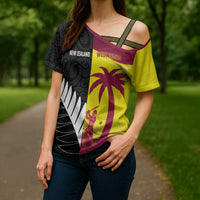 New Zealand and West Indies Cricket Custom Cross Shoulder Shirt Black Cap Windies Together LT14 - Polynesian Pride