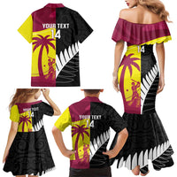 New Zealand and West Indies Cricket Custom Family Matching Mermaid Dress and Hawaiian Shirt Black Cap Windies Together LT14 - Polynesian Pride