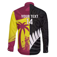 New Zealand and West Indies Cricket Custom Family Matching Off Shoulder Maxi Dress and Hawaiian Shirt Black Cap Windies Together LT14 - Polynesian Pride