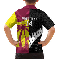 New Zealand and West Indies Cricket Custom Family Matching Short Sleeve Bodycon Dress and Hawaiian Shirt Black Cap Windies Together LT14 - Polynesian Pride